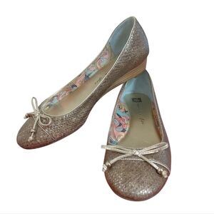 Anne Klein Iflex Raylene Ballet Flat Snakeskin Textured Leather Flat Womens 8.5